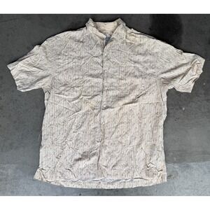 Mens Sz Large Quicksilver Silver Edition Beige Button Shirt Hawaiian Tiki